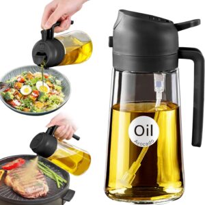 YARRAMATE 16oz Glass Olive Oil Sprayer – 2-in-1 Oil Dispenser for Healthy Cooking