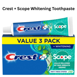 Crest + Scope Whitening Toothpaste – Pack of 3 | Anticavity Fluoride Toothpaste with Fresh Mint Flavor