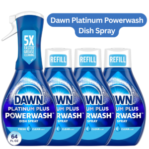 Dawn Platinum Powerwash Dish Spray – Fresh Scent (1 Spray + 3 Refills, 16oz Each)