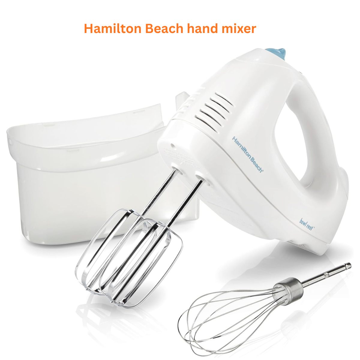 Hamilton Beach 6-Speed Electric Hand Mixer – 250W with Whisk & Snap-On Storage Case (White)