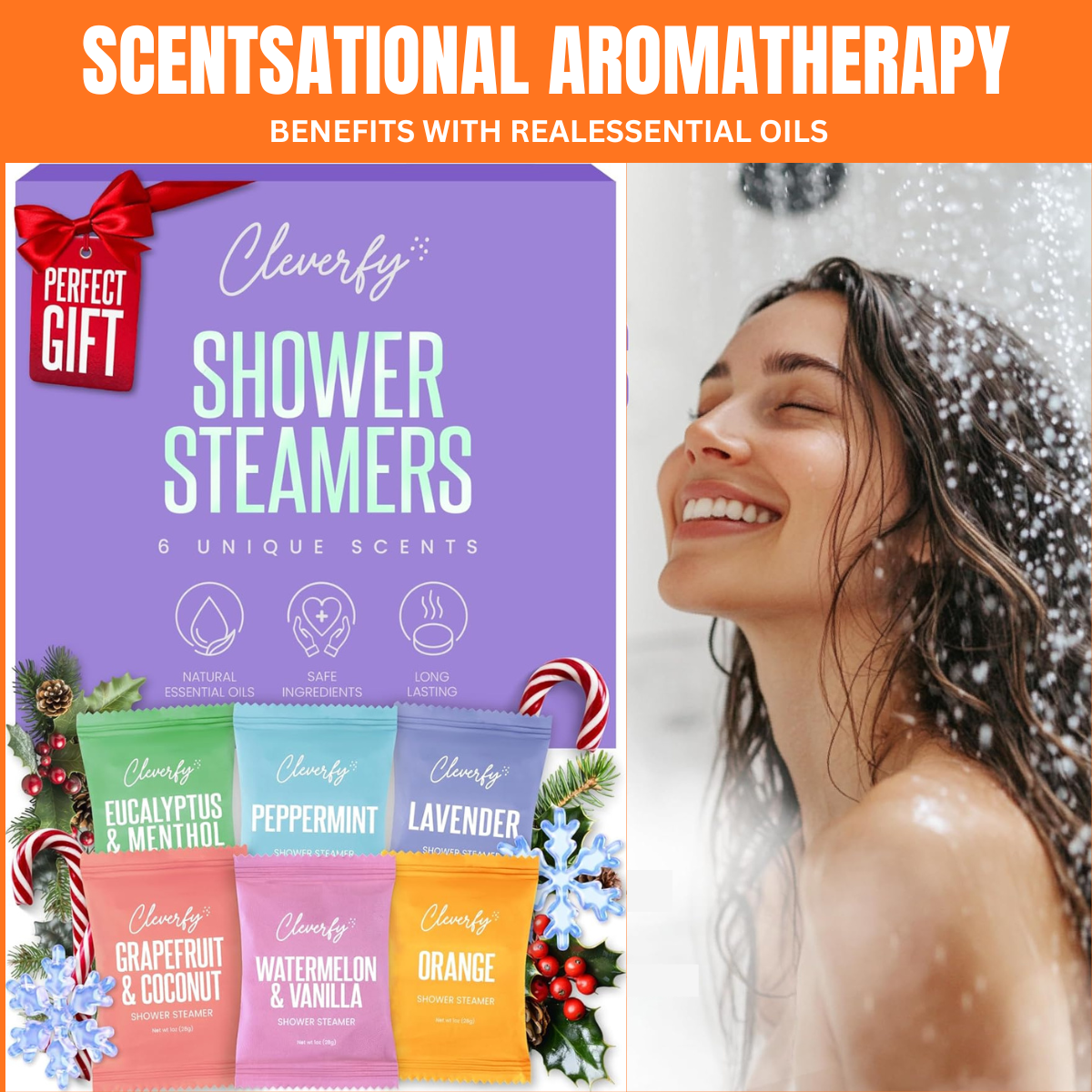 Cleverfy Shower Steamers Aromatherapy – 6-Tablet Spa Gift Set for Women, Teens & Adults