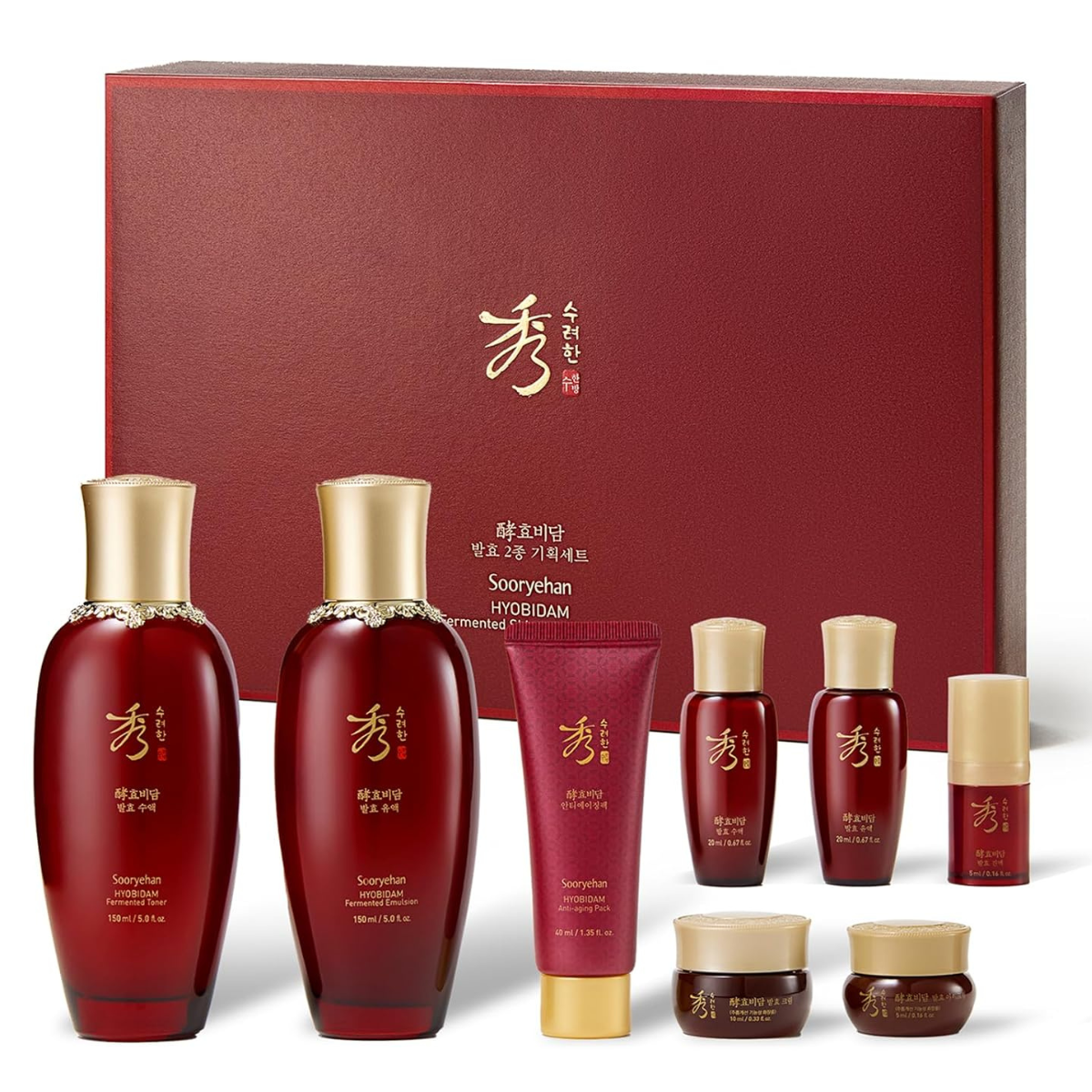 Sooryehan Hyobidam Ginseng Skincare Gift Set – Premium Korean Anti-Aging & Hydration Care (13.53 fl oz)