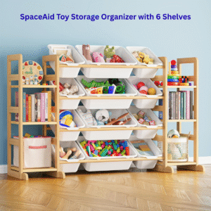 SEO Title (long): SpaceAid Toy Storage Organizer — 6 Shelves & 12 Bins | 52.3″ Wide Kids Bookcase for Playroom & Bedroom