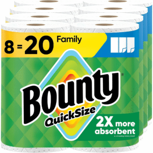 Bounty Quick Size Absorbent Paper Towels – 8 Family Rolls for Home & Kitchen