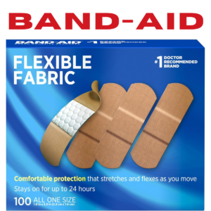 Band-Aid Flexible Fabric Adhesive Bandages – Sterile Cushioned Wound Care for Cuts, Scrapes & Burns (100 Count, 1×3 in)