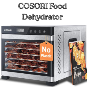 COSORI Food Dehydrator Machine – 600W Powerful Dryer with Large 6.5” Trays for Jerky, Fruits, Meat & Dog Treats (Silver)