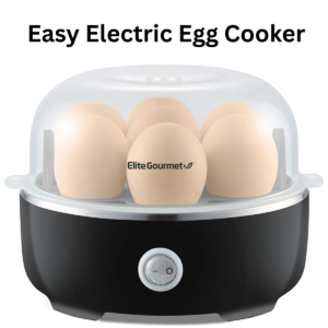 Elite Gourmet Electric Egg Cooker – 7 Egg Capacity | Soft, Medium & Hard-Boiled Eggs with Auto Shut-Off (Black)