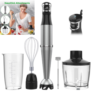 Turelar Immersion Blender Handheld 1100W – 5-in-1 Stick Blender with Chopper, Whisk & Frother