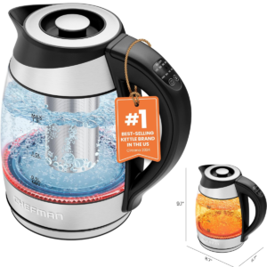 Chefman Electric Kettle with Temperature Control – 1.8L Glass Tea Kettle