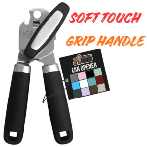 GORILLA GRIP Heavy-Duty Stainless Steel Manual Can Opener with Soft Grip Handle