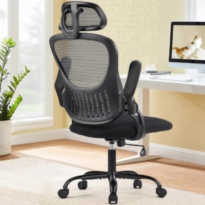 Sweetcrispy Ergonomic Office Chair with Headrest & Lumbar Support – High Back Mesh Computer Desk Chair with Wheels (Black)
