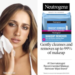 Neutrogena Micellar Makeup Remover Wipes – Alcohol-Free Waterproof Mascara Remover, Compostable Plant-Based Cloth