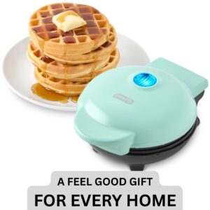 Dash Mini Waffle Maker (Aqua) – Compact Nonstick Electric Waffle Iron for Easy Homemade Breakfast