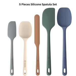 5-Piece Silicone Spatula Set – Heat Resistant Food Grade Rubber Spatulas for Nonstick Cookware (Up to 600°F)