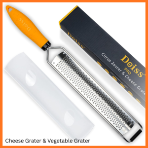Deiss PRO Lemon Zester & Stainless Steel Cheese Grater – Heavy Duty Kitchen Grater for Parmesan, Lemon, Garlic & Chocolate