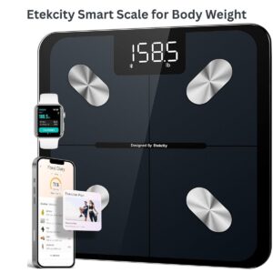 Etekcity Smart Bluetooth Body Weight Scale – BMI, Body Fat & Muscle Mass Digital Bathroom Scale with App Sync