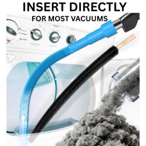 Holikme Dryer Vent Cleaner Kit – 2 Piece Lint Brush & Vacuum Hose Attachment for Deep Dryer Cleaning (Blue)