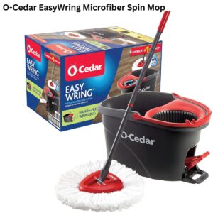 O-Cedar EasyWring Microfiber Spin Mop & Bucket System – Hands-Free Floor Cleaning Mop with Wringe