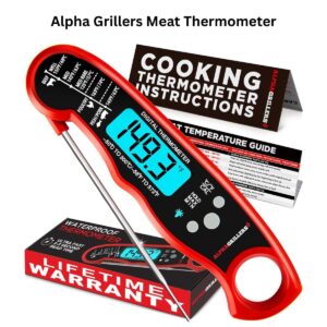 Alpha Grillers Digital Meat Thermometer – Instant Read Food Thermometer for Cooking & Grilling