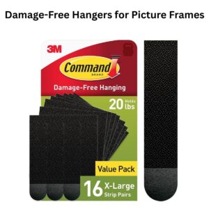 Command XL Heavy Duty Picture Hanging Strips – 20 lb Capacity, 16 Pairs (32 Strips) Damage-Free Wall Mount for Frames & Decor