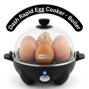 Dash Rapid Egg Cooker – 7 Egg Boiler, Poacher & Steamer | BPA-Free, Dishwasher Safe with Measuring Cup & Recipe Guide (Black)
