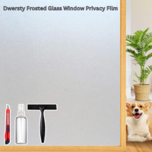 Dwersty Frosted Glass Window Privacy Film – Removable Static Cling Cover, Anti-UV & Heat Blocking for Bathroom & Home Windows (17.5 x 78.7 in)