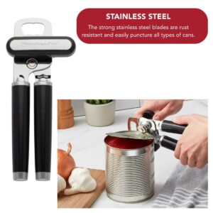 KitchenAid Classic Can Opener & Bottle Opener – Stainless Steel Cutting Wheel with Ergonomic Handles (Black)