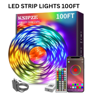 KSIPZE RGB LED strip light 100ft with remote control and mobile app colorful lighting