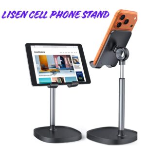 LISEN Cell Phone Stand for Desk – Adjustable Phone Holder for iPhone, iPad & Tablet (4–10”) | Office & Gaming Accessory