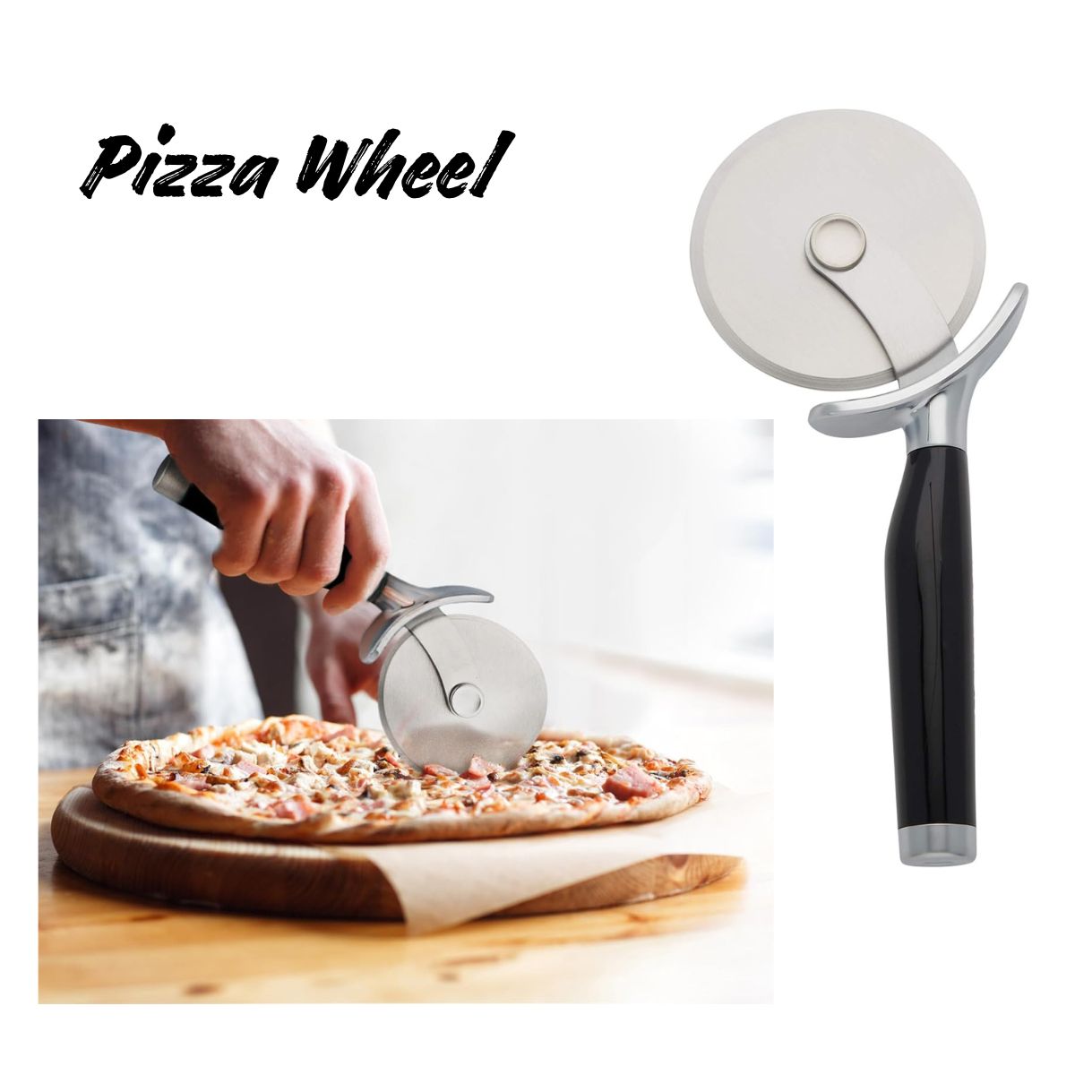 KitchenAid Classic Pizza Wheel Cutter β 9-Inch Sharp Blade with Finger Guard, Dishwasher Safe, Black