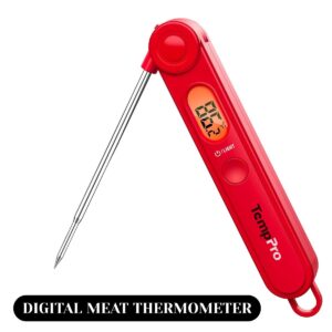 TempPro TP03B Digital Meat Thermometer – Instant Read Food Thermometer with Backlight for Grill, BBQ, Oil, Candy & Cooking