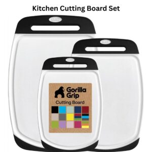 GORILLA GRIP BPA-Free Reversible Kitchen Cutting Board Set of 3