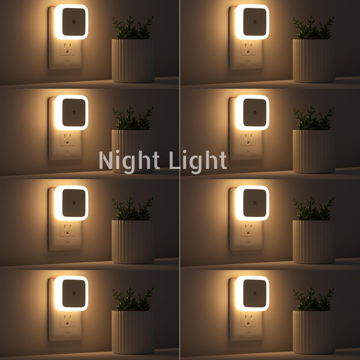 Dusk to Dawn LED Night Lights Plug into Wall – 8 Pack Warm White Night Lamps for Bedroom, Hallway & Bathroom