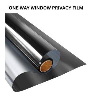 KESPEN One Way Window Privacy Film – Anti UV Reflective Static Cling Window Tint for Home & Office (Black-Silver, 17.5” x 6.5ft)
