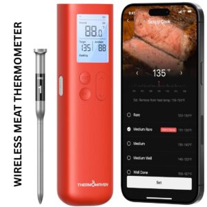 ThermoMaven Smart Wireless Meat Thermometer – Bluetooth & WiFi BBQ Thermometer with Standalone Display Base and ±0.5°F Accuracy