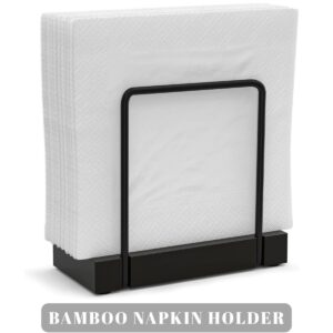 Bamboo & Iron Napkin Holder for Table | Rustic Kitchen & Dining Room Napkin Dispenser