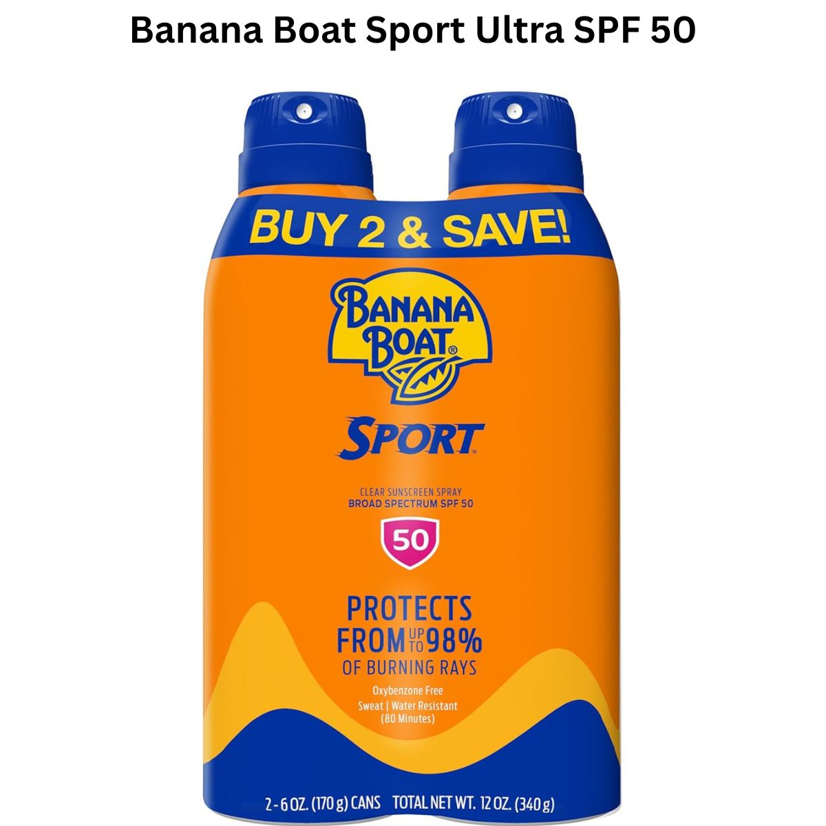 Banana Boat Sport Ultra SPF 50 Sunscreen Spray Twin Pack | Water Resistant Sun Protection