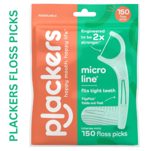 Plackers Micro Line Floss Picks โ PTFE-Free Mint Dental Floss Picks, 150 Count for Daily Oral Care