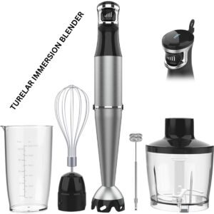 Turelar 1100W 5-in-1 Immersion Blender | Powerful Hand Blender with Chopper & Whisk
